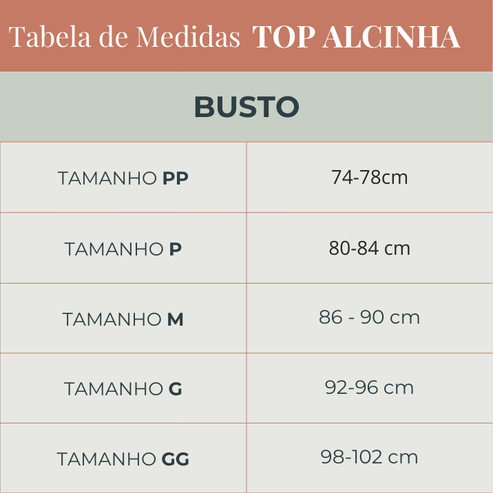Tabela de medidas Conjunto Basics Bermuda